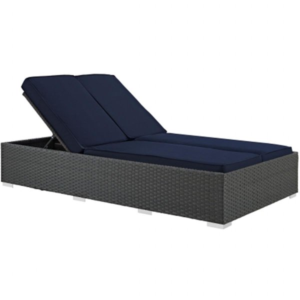 East End Imports Sojourn Outdoor Patio Chaise- Chocolate Navy EEI-1983-CHC-NAV